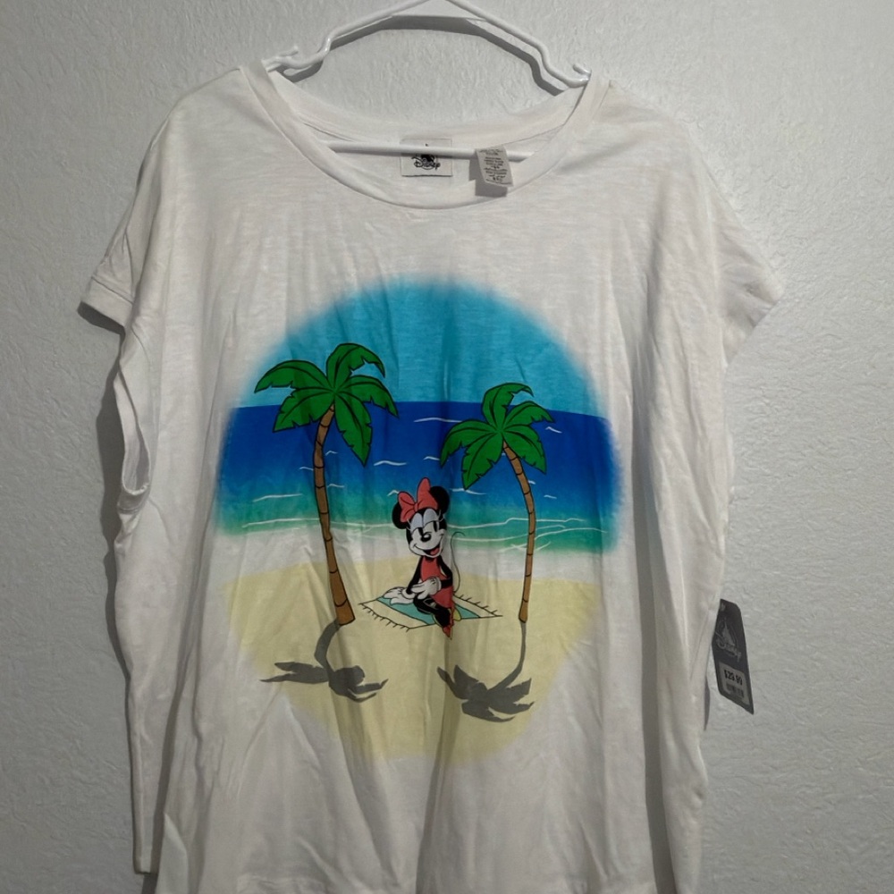 Disney White Minnie Mouse Beach T-Shirt